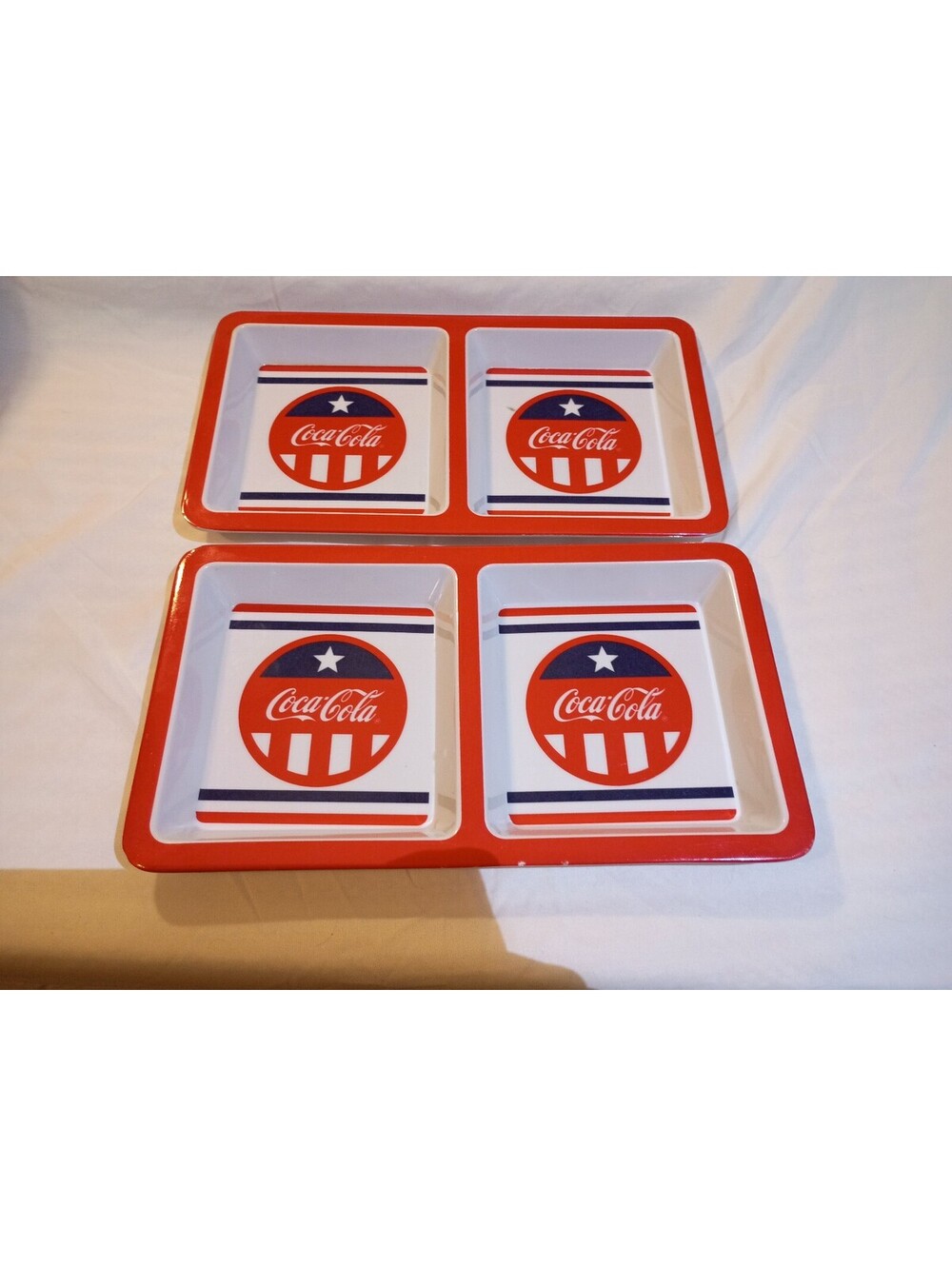 Vintage Coca-Cola Divided Serving Trays Set of 2